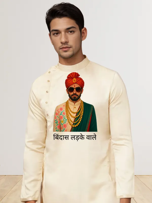 Men_Printed_Beige_Kurta