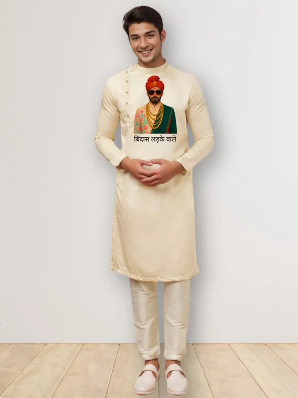Men_Printed_Beige_Kurta