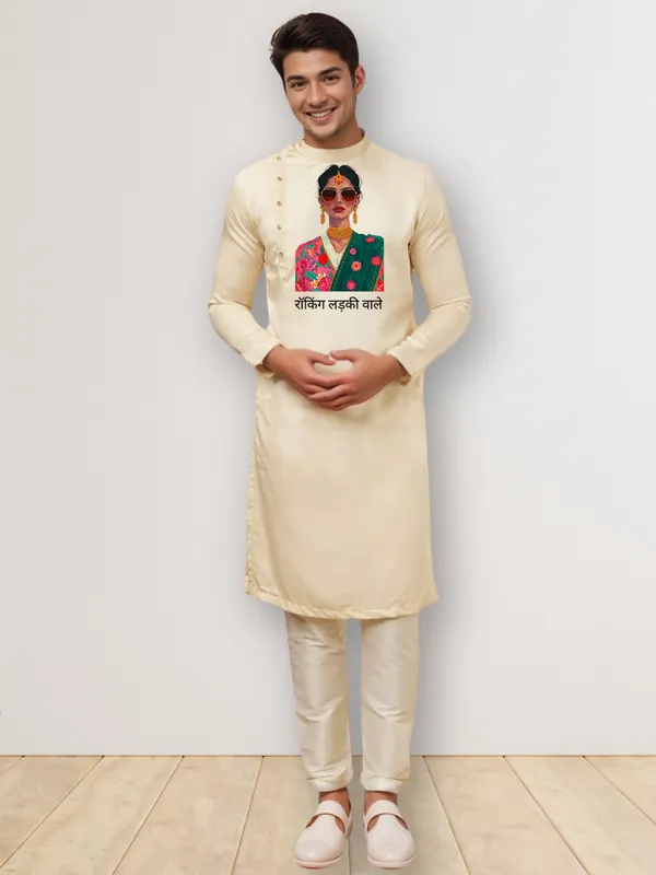 Men_Printed_Beige_Kurta