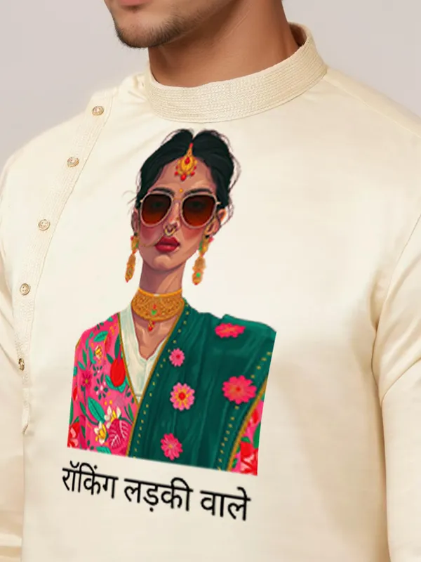 Men_Printed_Beige_Kurta