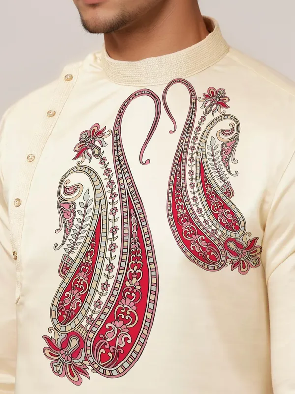 Men_Printed_Beige_Kurta