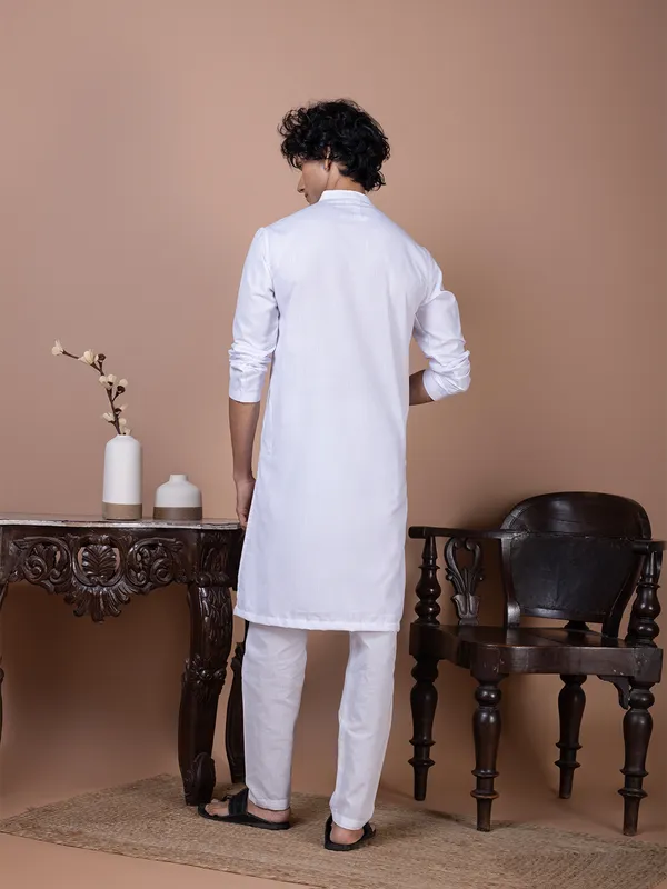 Men_Printed_White_Kurta