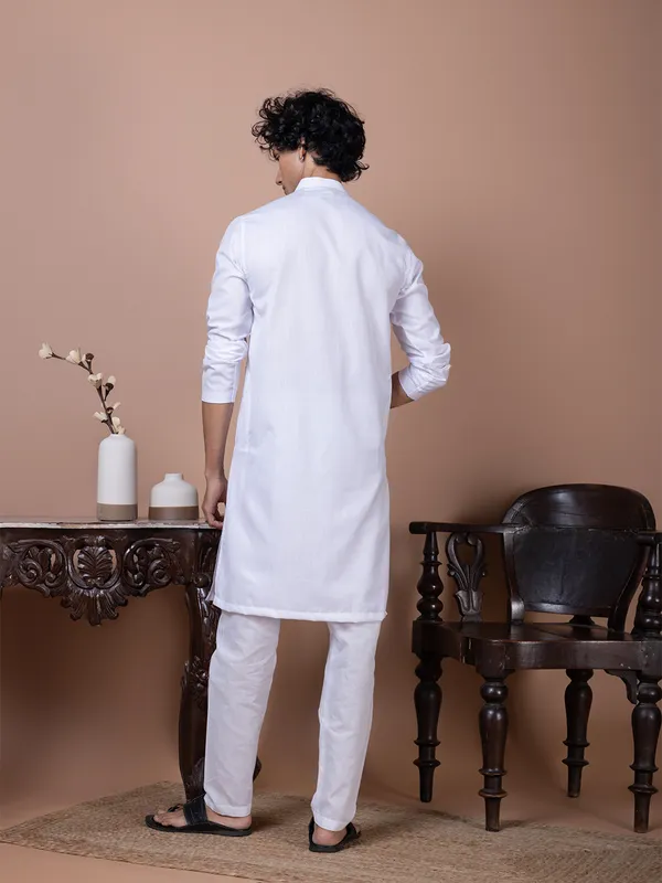 Men_Printed_White_Kurta