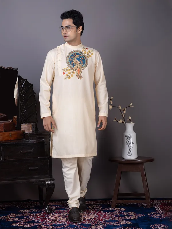 Men_Cotton_Beige_Kurta