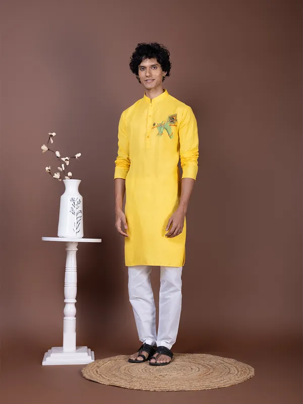 Men_Printed_Yellow_Kurta