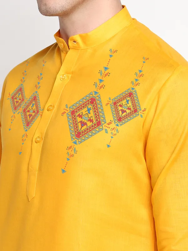 Men_Cotton_Yellow_Kurta