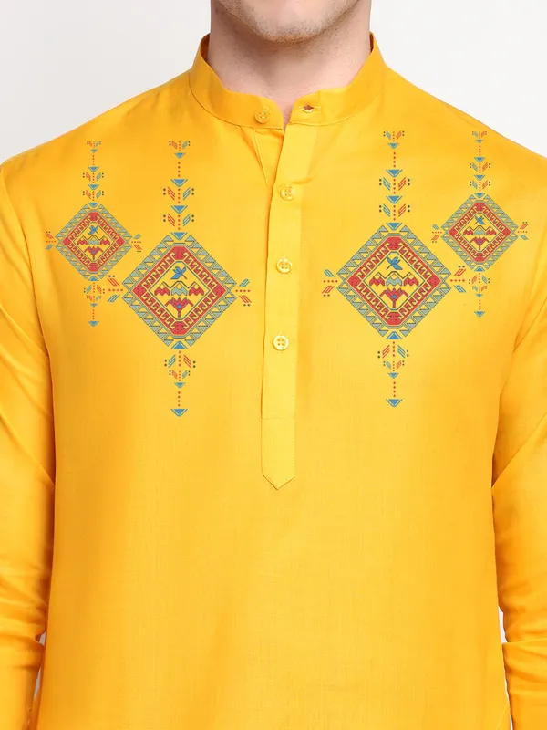 Men_Cotton_Yellow_Kurta
