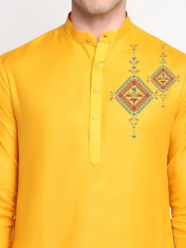 Men_Cotton_Yellow_Kurta