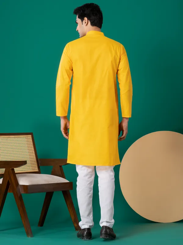 Men_Printed_Yellow_Kurta
