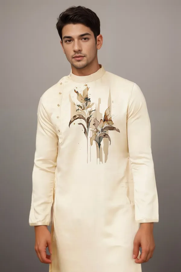 Men_Printed_Beige_Kurta