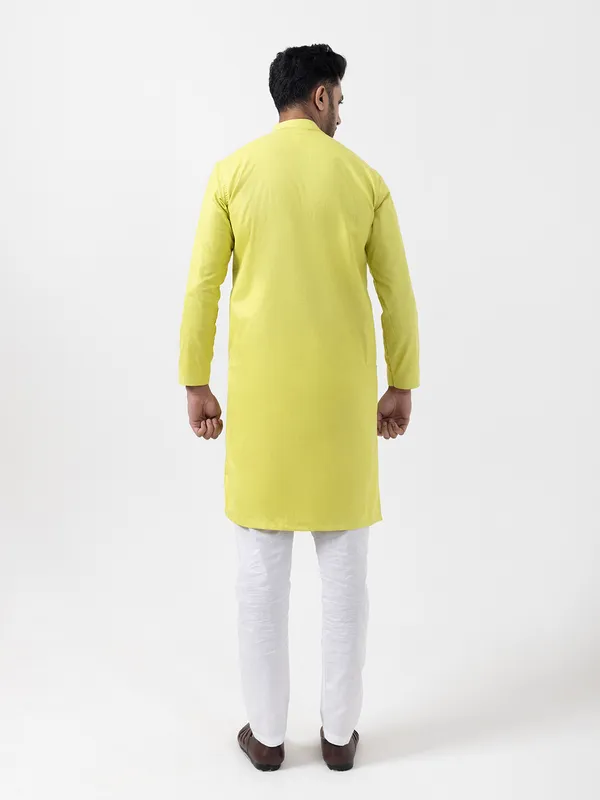 Men_Printed_Lime_Kurta