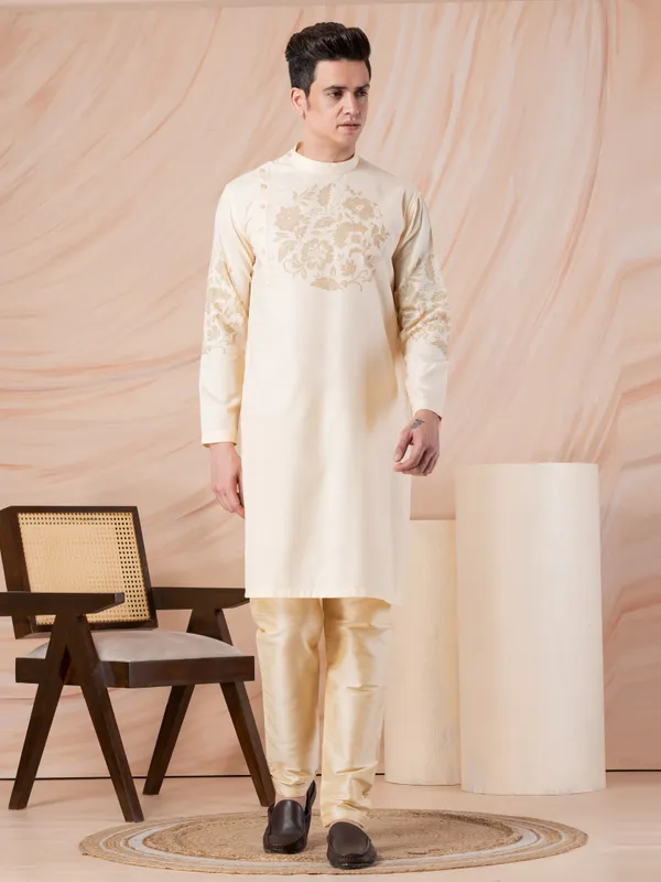 Men_Printed_Beige_Kurta