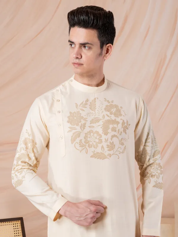 Men_Printed_Beige_Kurta