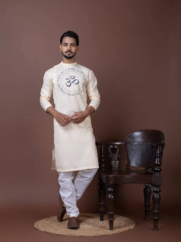 Men_Printed_Beige_Kurta