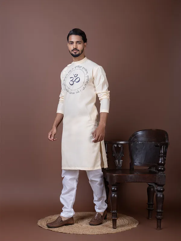 Men_Printed_Beige_Kurta