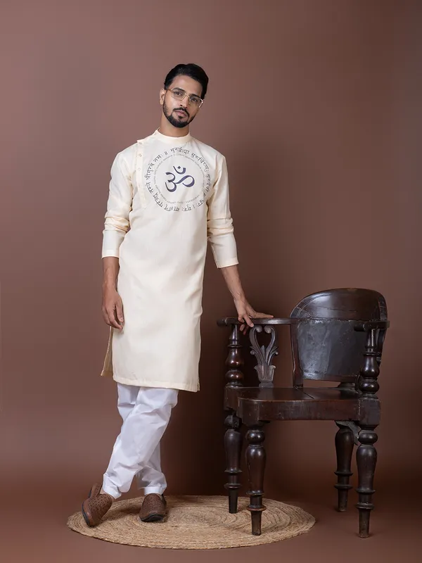 Men_Printed_Beige_Kurta