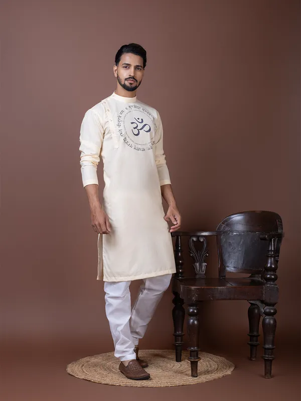Men_Printed_Beige_Kurta
