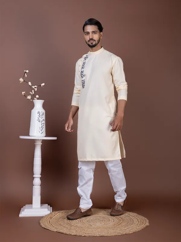 Men_Printed_Beige_Kurta