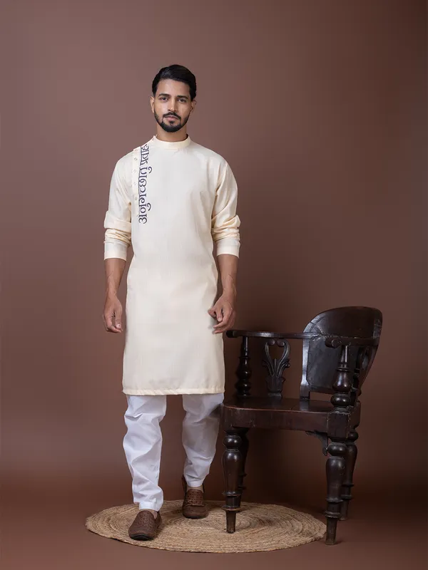 Men_Printed_Beige_Kurta