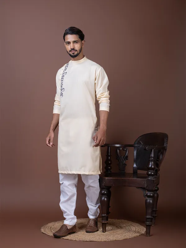 Men_Printed_Beige_Kurta