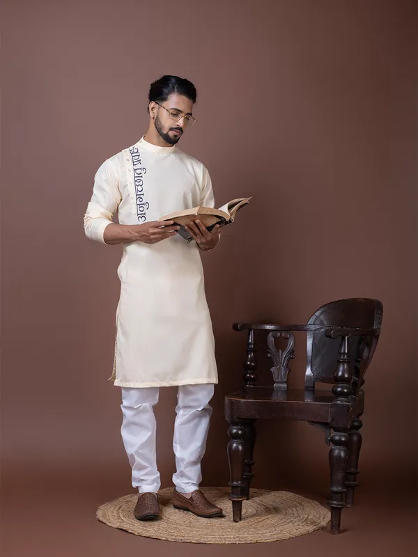 Men_Printed_Beige_Kurta