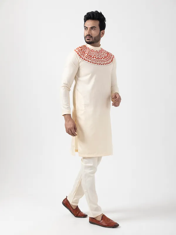 Men_Printed_Beige_Kurta