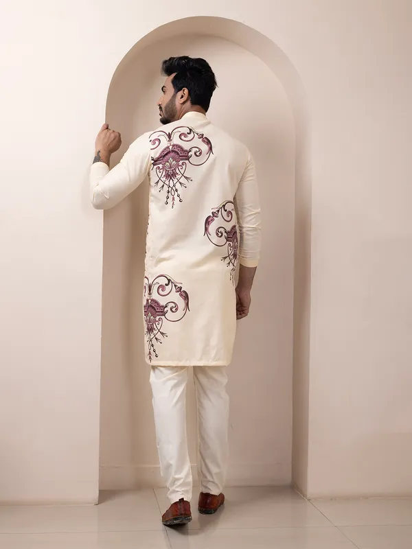 Men_Printed_Beige_Kurta