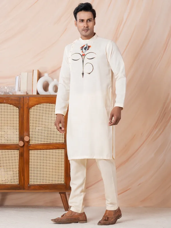 Men_Printed_Beige_Kurta