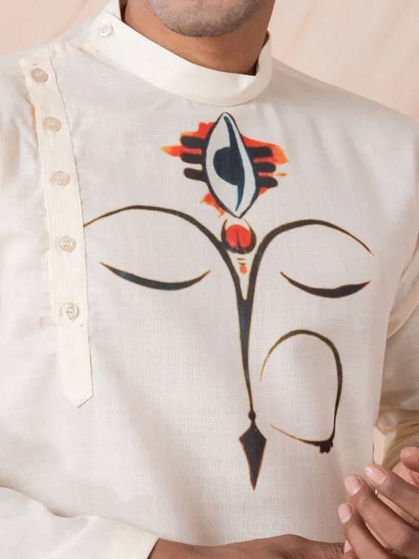 Men_Printed_Beige_Kurta