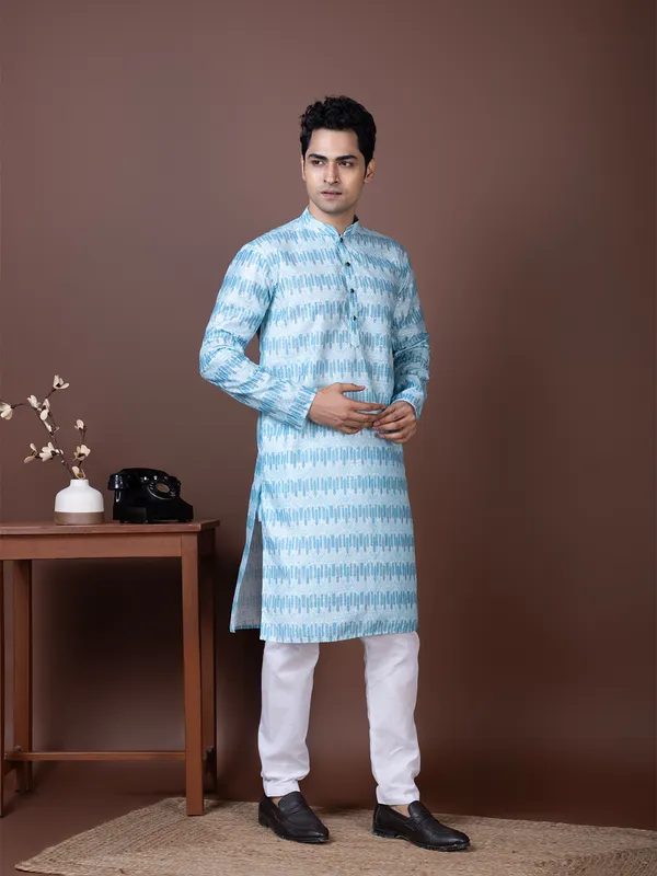 Men_Woven_Blue_Kurta