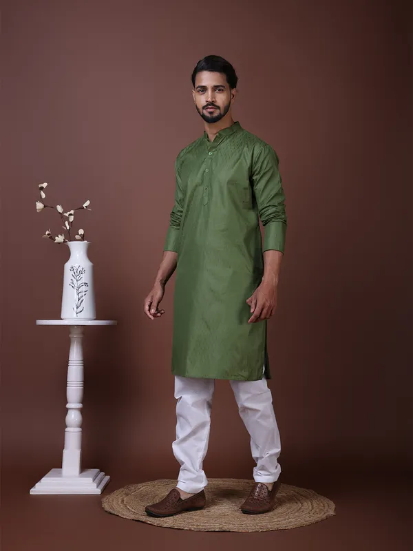 Mens_Cotton_Green_Kurta