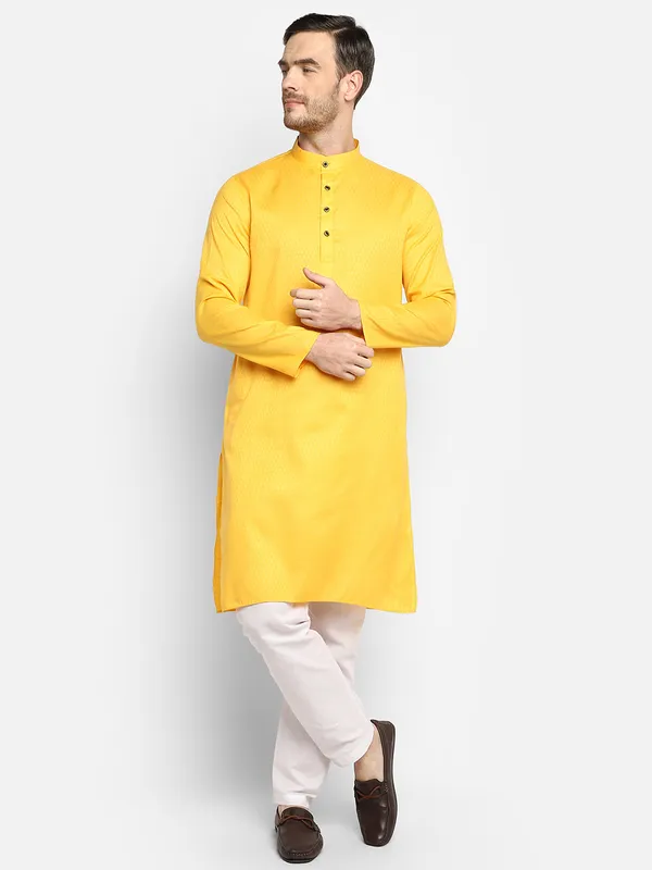 Mens_Cotton_Yellow_Kurta
