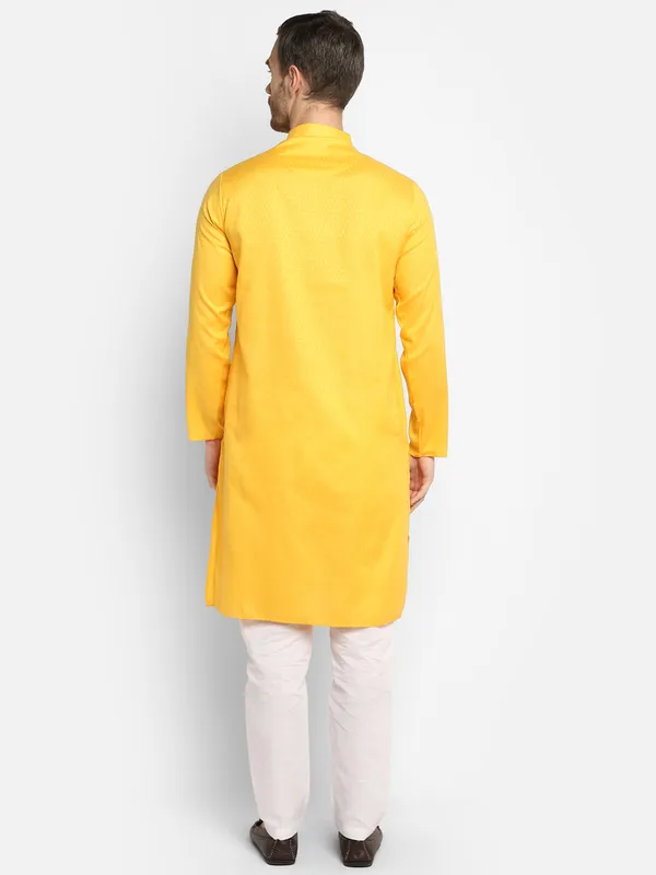 Mens_Cotton_Yellow_Kurta