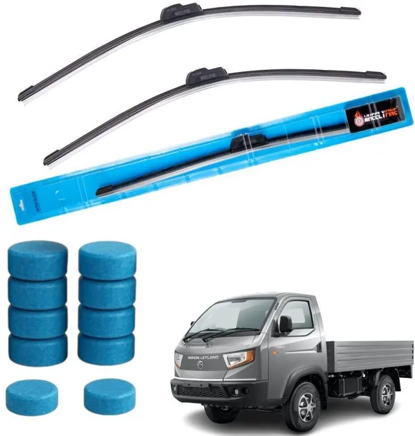 Wheelyfine_Frameless_Windshield_Wiper_(Passenger_And_Driver_Side_Wipers,_Pack_of:_2)_Ashok_Leyland_Dost/Dost_plus_Dr_18"/Pa_18"_|_10_pcs_Washer_Tablets