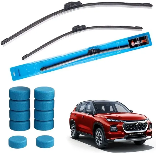 Wheelyfine_Frameless_Windshield_Wiper_(Passenger_And_Driver_Side_Wipers,_Pack_of:_2)_Toyota_Urban_Cruiser_Hyryder_2022+_Dr_24"/Pa_16"_|_10_pcs_Washer_Tablets