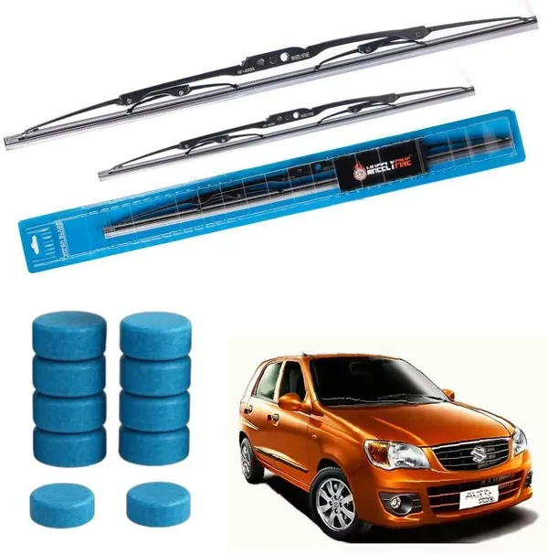 Wheelyfine_Metal_Wiper_Blade_Windshield_Wiper_(Passenger_And_Driver_Side_Wipers,_Pack_of:_2)_Maruti_Alto_K10_2010-2012_Dr_18"/Pa_16"_|_10_pcs_Washer_Tablets