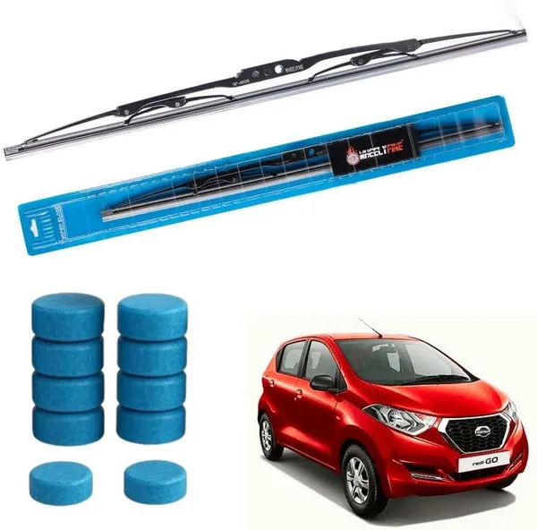 Wheelyfine_Metal_Wiper_Blade_Windshield_Wiper_(Driver_Side_Wiper,_Pack_of:_1)_Datsun_Redi_GO,_GO_Plus_Dr_24"_|_10_pcs_Washer_Tablets