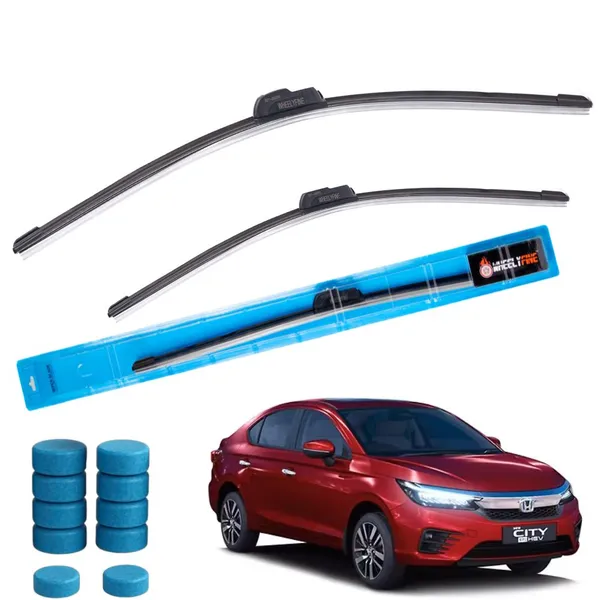 Wheelyfine_Frameless_Windshield_Wiper_(Passenger_And_Driver_Side_Wipers,_Pack_of:_2_pcs)_Honda_City_(2020_Onwards)_Dr_24"/Pa_14"_|_10_pcs_Free_Washer_Tablets
