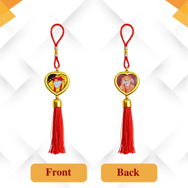 Wheelyfine_Heart_Shape/Round_Shape_Car_Hanging_Ornament_Lord_Sai_Baba_Double_Sided_Rotating_(Pack_of_3_Pcs)