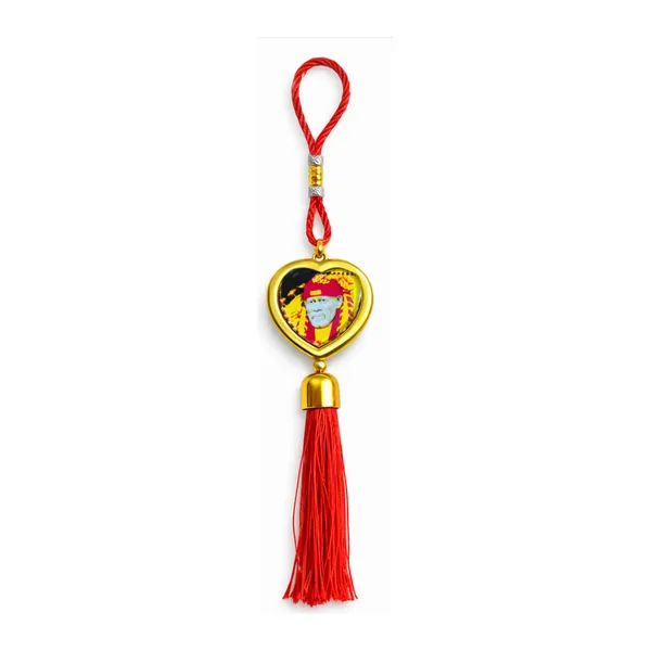 Wheelyfine_Heart_Shape/Round_Shape_Car_Hanging_Ornament_Lord_Sai_Baba_Double_Sided_Rotating_(Pack_of_3_Pcs)
