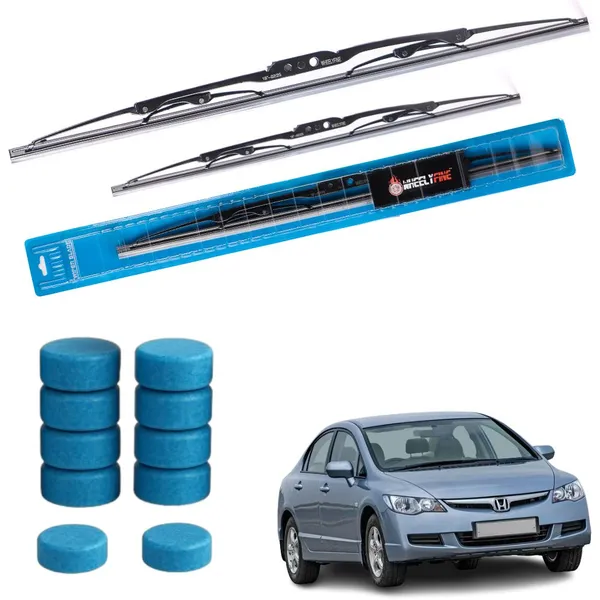 Metal_Wiper_Blade_Windshield_Wiper_For_Honda_Civic_2006-2013_Dr_20"/Pa_18"_|_10_pcs_Washer_Tablets_|_Passenger_And_Driver_Side_Wipers