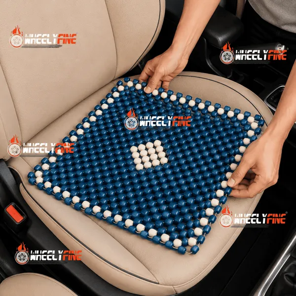 Wheelyfine_Wooden_Seat_Bead_Square_Size_Universal_Fitment_For_All_Cars,_Pack_of_1_pc_(Colour:_Blue_&_Beige))