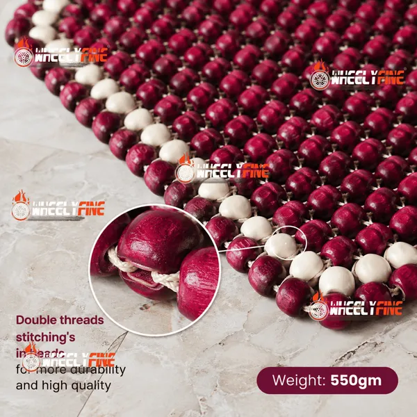 Wheelyfine_Wooden_Seat_Bead_Square_Size_Universal_Fitment_For_All_Cars,_Pack_of_1_pc_(Colour:_Cherry_Wine_&_Beige)