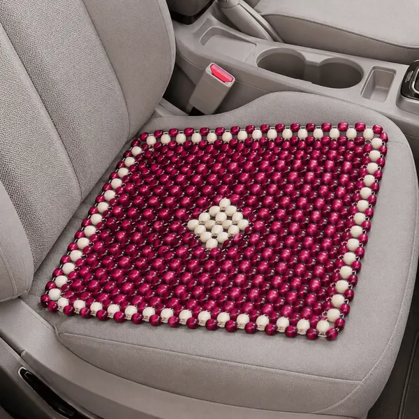 Wheelyfine_Wooden_Seat_Bead_Square_Size_Universal_Fitment_For_All_Cars,_Pack_of_1_pc_(Colour:_Cherry_Wine_&_Beige)