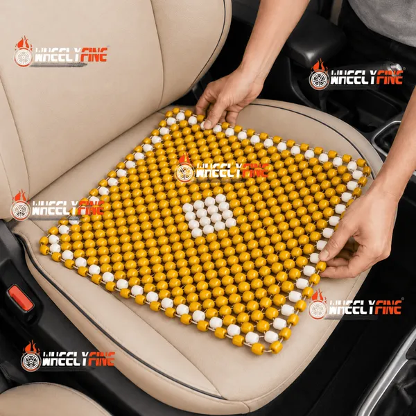 Wheelyfine_Wooden_Seat_Bead_Square_Size_Universal_Fitment_For_All_Cars,_Pack_of_1_pc_(Colour:_Yellow_&_Beige)