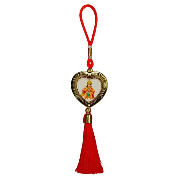 Wheelyfine_Heart_Shape_Car_Hanging_Ornament_Lord_Hanuman_Double_Sided_Rotating_(Pack_of_3_pcs)