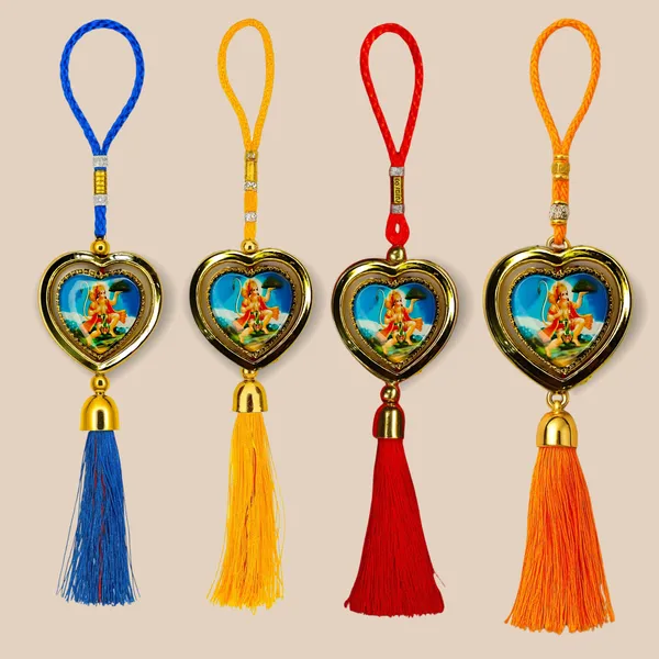 Wheelyfine_Heart_Shape_Car_Hanging_Ornament_Lord_Hanuman_Double_Sided_Rotating_(Pack_of_3_pcs)