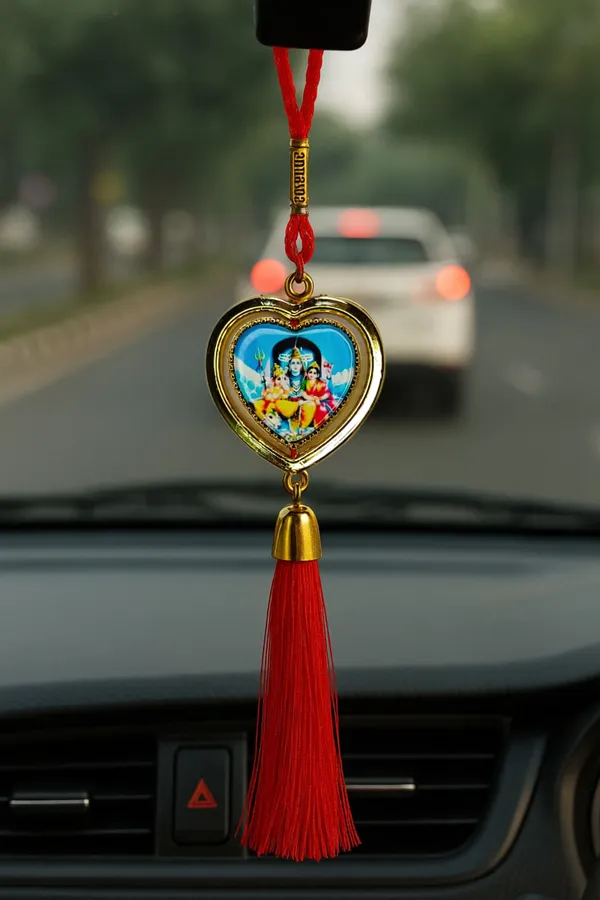 Wheelyfine_Heart_Shape_Car_Hanging_Ornament_Lord_Siva_Double_Sided_Rotating_(Pack_of_3_pcs)