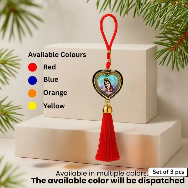 Wheelyfine_Heart_Shape_Car_Hanging_Ornament_Lord_Siva_Double_Sided_Rotating_(Pack_of_3_pcs)