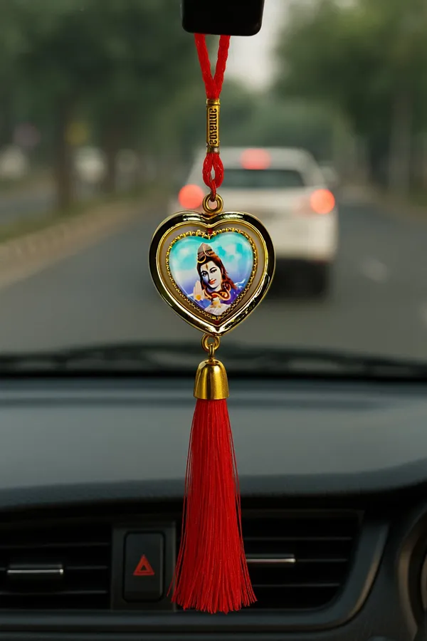 Wheelyfine_Heart_Shape_Car_Hanging_Ornament_Lord_Siva_Double_Sided_Rotating_(Pack_of_3_pcs)